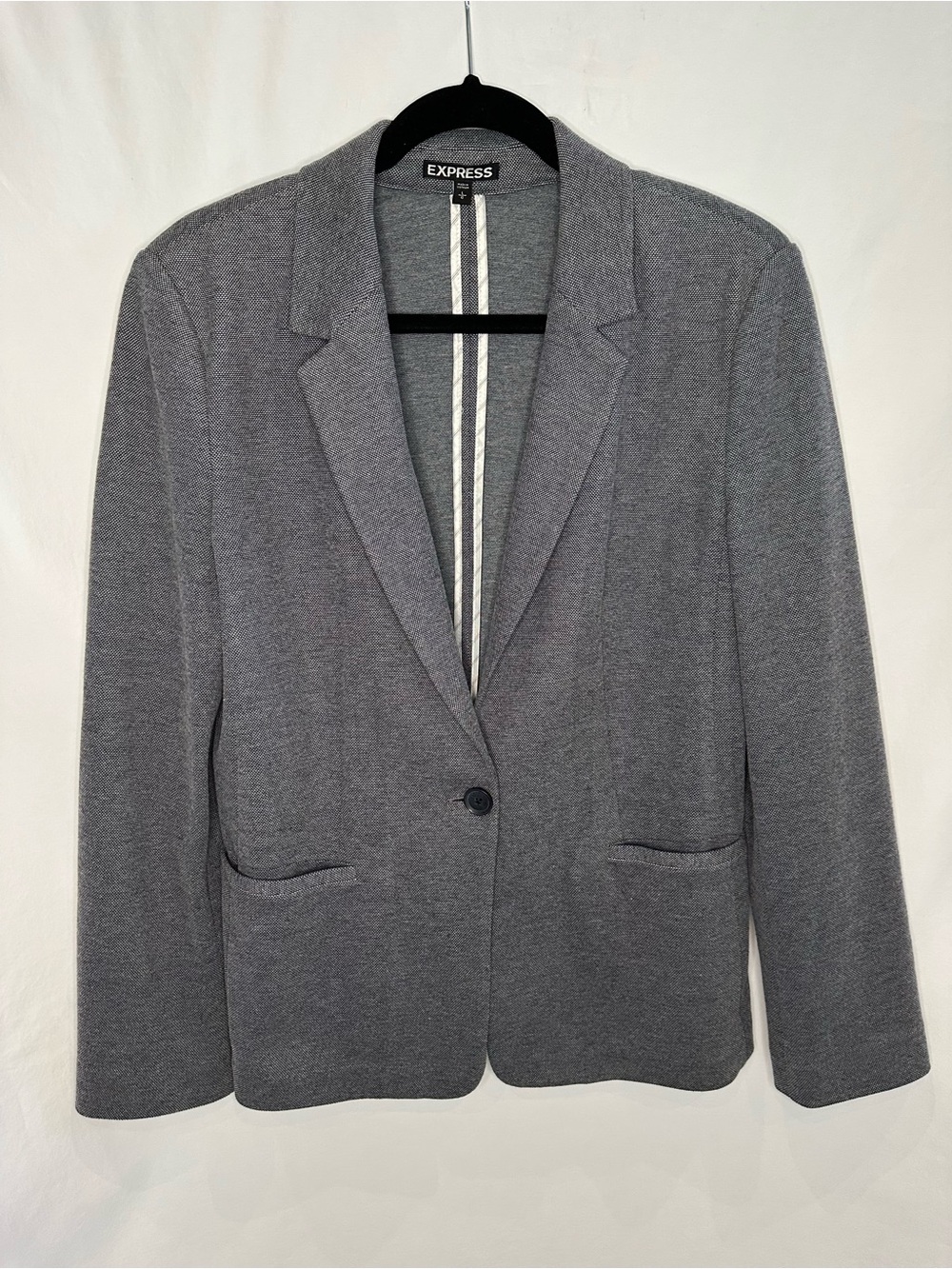 Express Gray Knit Single-Button Blazer